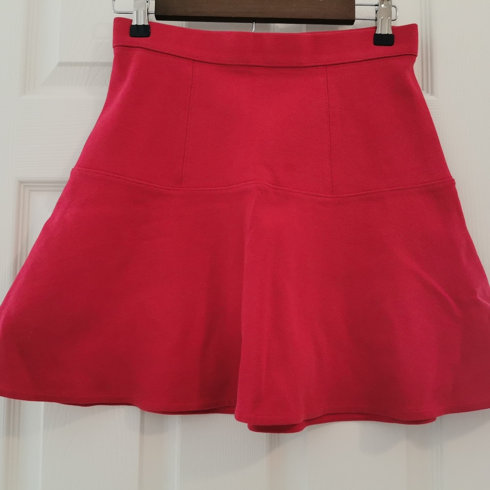 madewell red back zip skirt
